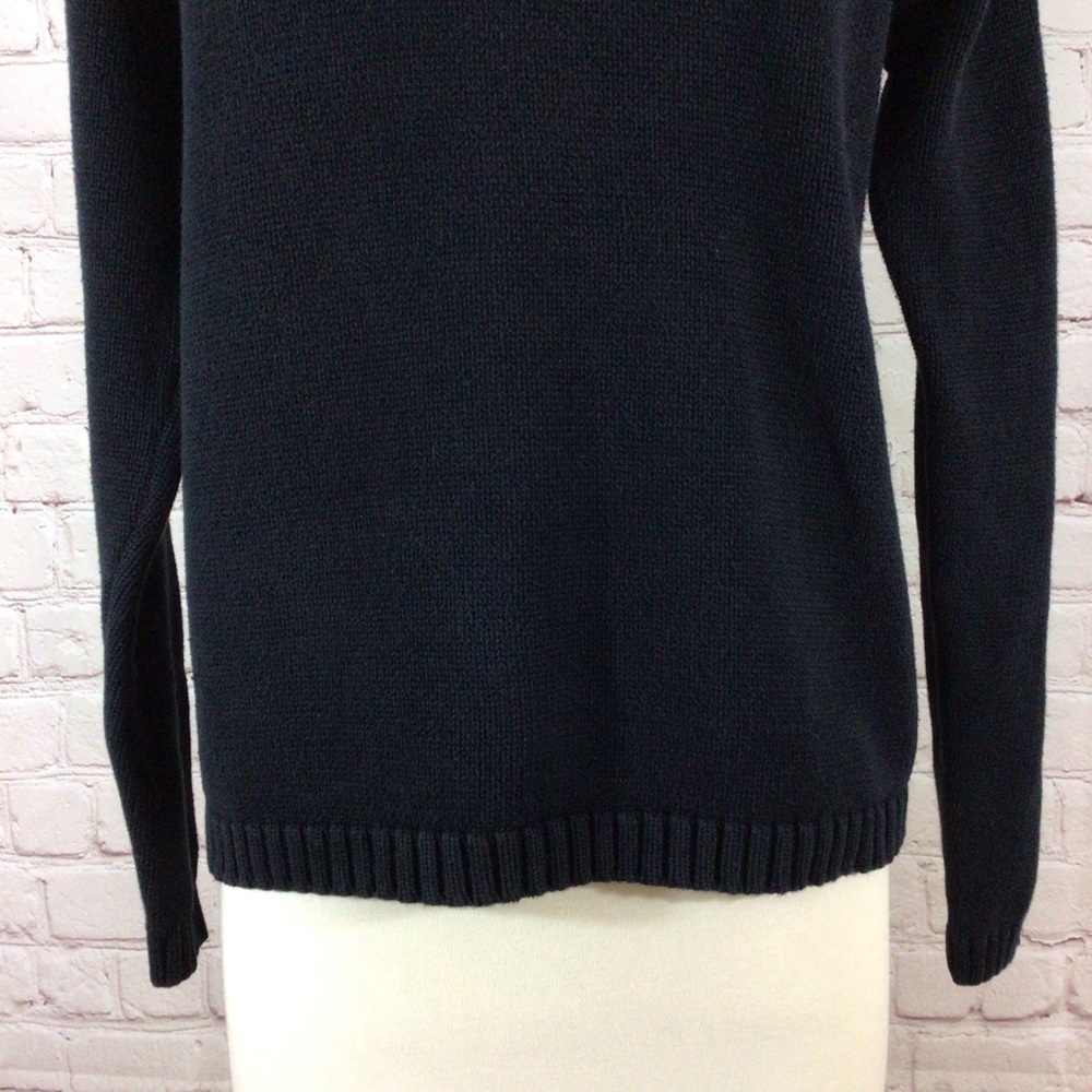 Nordstrom Navy Blue Long Sleeve Crew Neck Cotton Sweater - Size Medium - Picture 3 of 7